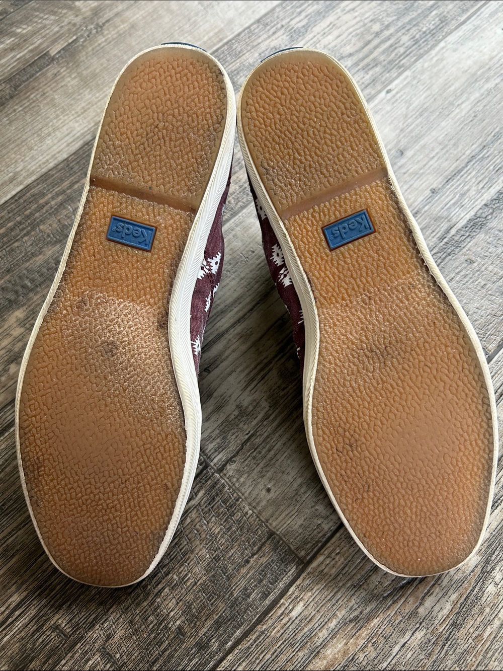 Keds Slip-On Canvas Sneakers in Burgundy with White Print - Picture 7 of 10